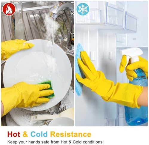 HOFASON 3Pcs 6Pcs Reusable Rubber Cleaning Gloves for Kitchen Dishwashing