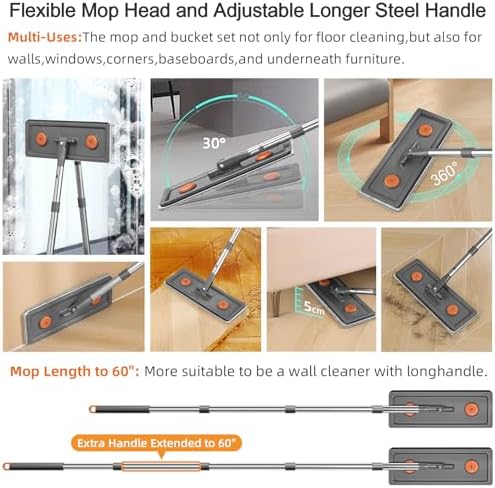 MOPALL Mop and Bucket Set with Wringer for Home