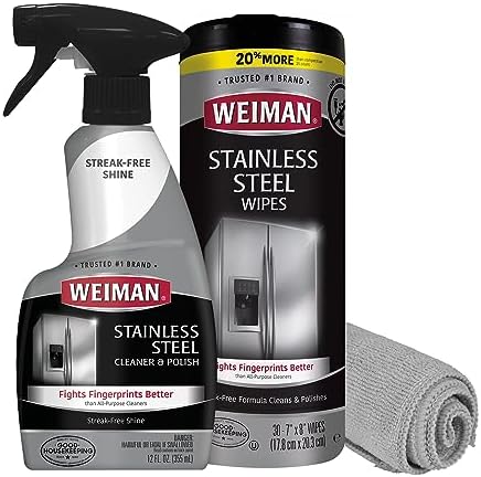 Weiman Stainless Steel Cleaner Kit - 3 Piece for Shiny Spotless Surfaces