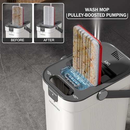 HoMettler 3-Tank Mop and Bucket Set with 4 Microfiber Pads 1