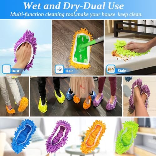 4 Pairs Mop Slippers Shoes Cover Dust Duster