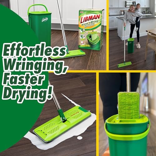 Libman Rinse n Wring Mop and Bucket Set with 2 Microfiber Pads