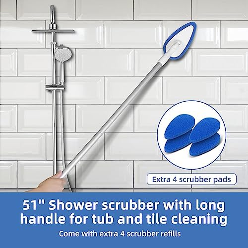 Qaestfy Long Handle Tub Tile Scrubber with 51 Handle