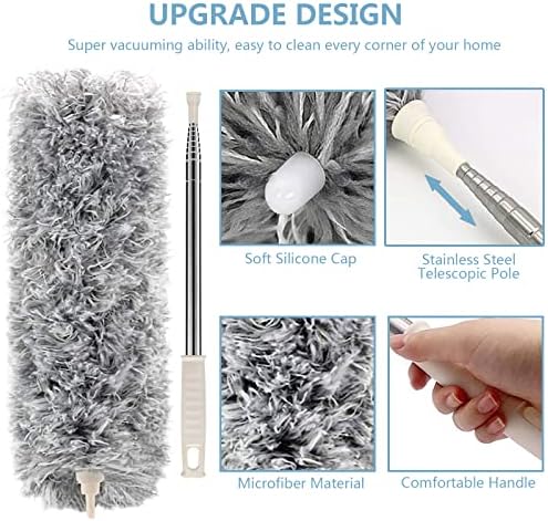 Azun Microfiber Duster with 30-100 Extension Pole and Bendable Head