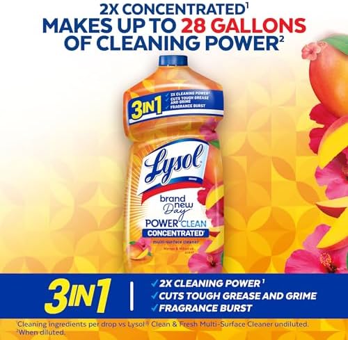 Lysol Power Clean Multi-Surface Cleaner 28 Fl Oz Mango Hibiscus