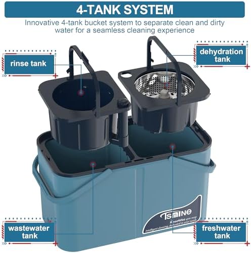 RinseWise Spin Mop and Bucket Set with 6 Replacement Heads