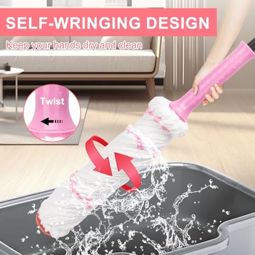 KeFanta Self Wringing Twist Mop for Hardwood Floor Cleaning