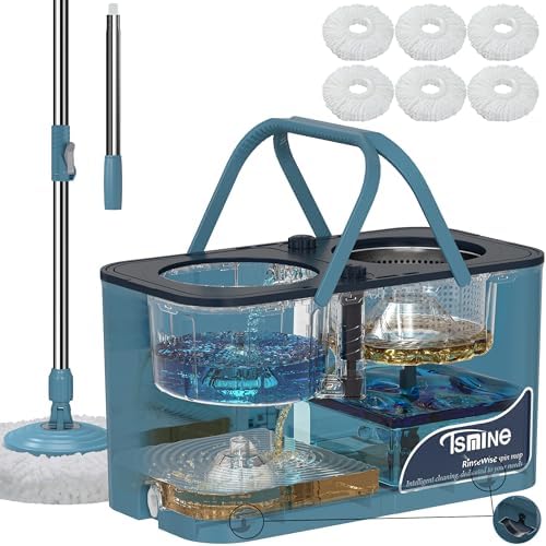 RinseWise Spin Mop and Bucket Set with 6 Replacement Heads