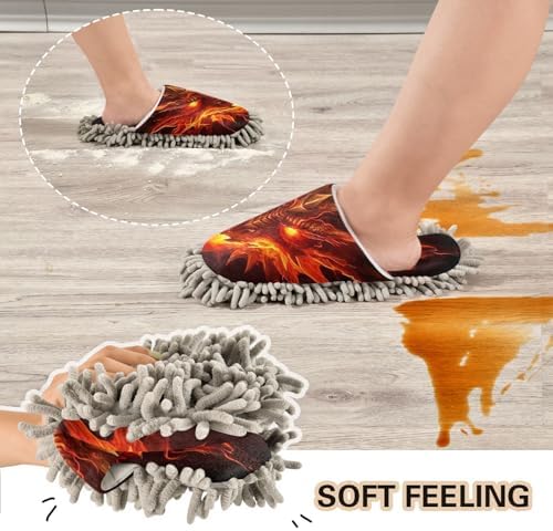FLildon Microfiber Mopping Slippers with Dragon Head Design
