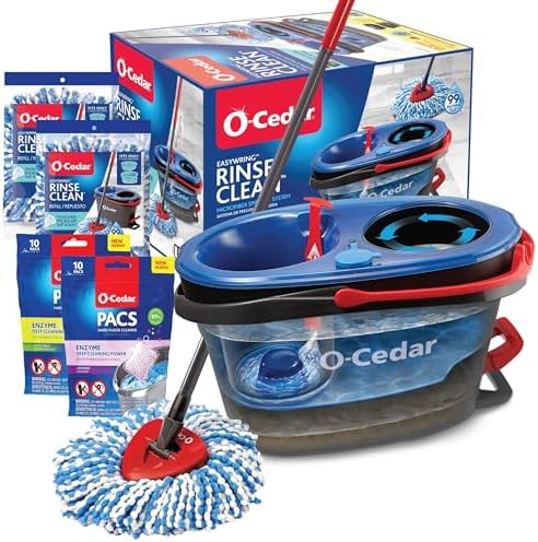 O-Cedar RinseClean Spin Mop Bucket with 2 Refill Packs