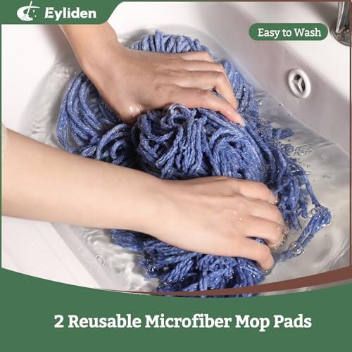 Eyliden String Mop with 2 Reusable Heads and 4 Scouring Pads 1