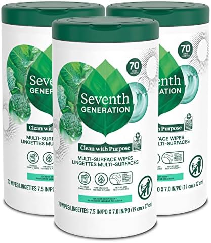 Seventh Generation Multi Purpose Wipes Garden Mint 70 Count Pack of 3 1