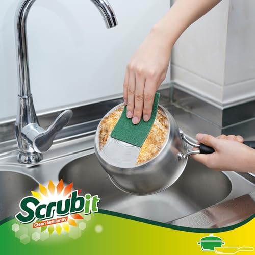 SCRUBIT Heavy Duty Scouring Pads - Non-Scratch Reusable Green 50 Pack