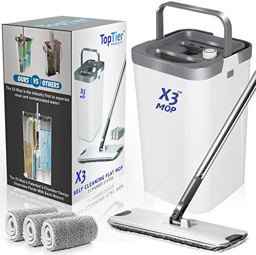 X3 Mop with 3-Chamber Design and 3 Reusable Microfiber Pads