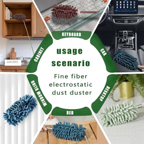 4Pcs Reusable Microfiber Dusters with Extension Handle