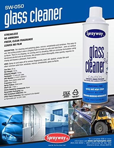 Sprayway Glass Cleaner Foaming 19 oz Pack of 12