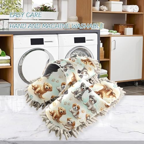 Xigua Microfiber Cleaning Slippers with Dogs Pattern Size M