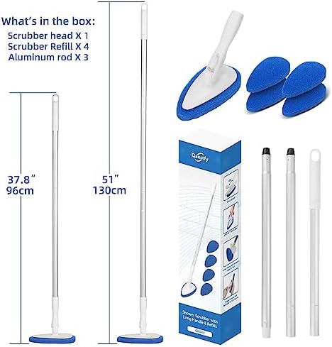 Qaestfy Long Handle Tub Tile Scrubber with 51 Handle