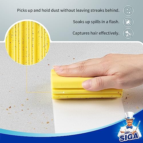MRSIGA Sponge Duster 4 Pack with Ridged Design Reusable Yellow
