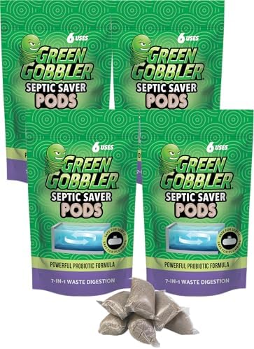 Green Gobbler Septic Tank Treatment Packets 24 Pods - Prevent Back-Ups Odors