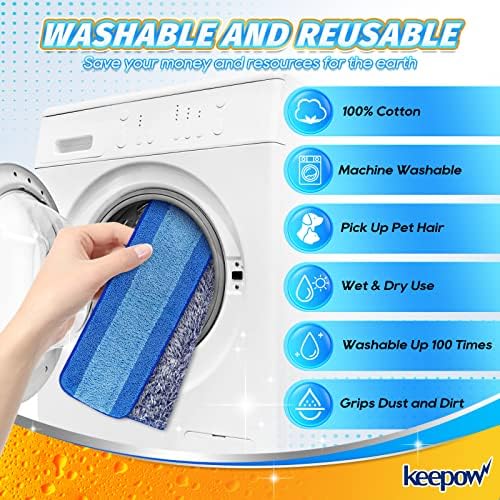 KEEPOW 18 Inch Microfiber Mop Pad 4 Pack