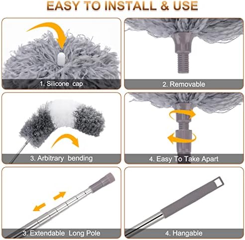 DEEHYO 9PCS Extendable Feather Duster Set for Fans Ceilings Cars Furniture