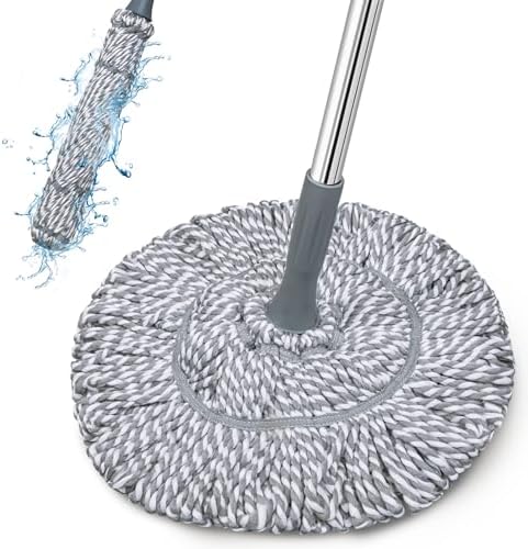 Self-Wringing Twist Mop with Scrub Pad 64-inch Grey