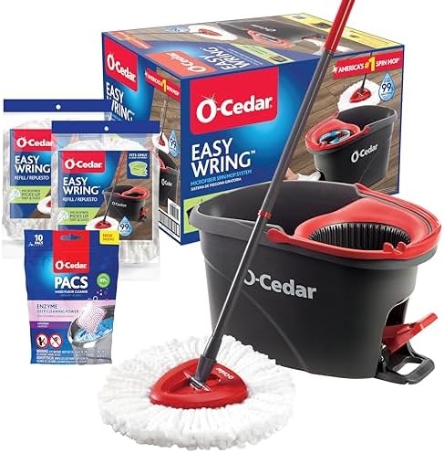 O-Cedar EasyWring Microfiber Mop Bucket with 2 Extra Heads