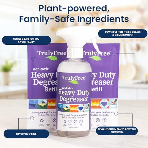Truly Free Heavy Duty Degreaser - 16oz Reusable Bottle with 2 Refills