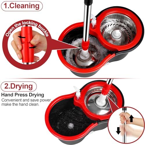 CooFel Spin Mop and Bucket Set with Wringer
