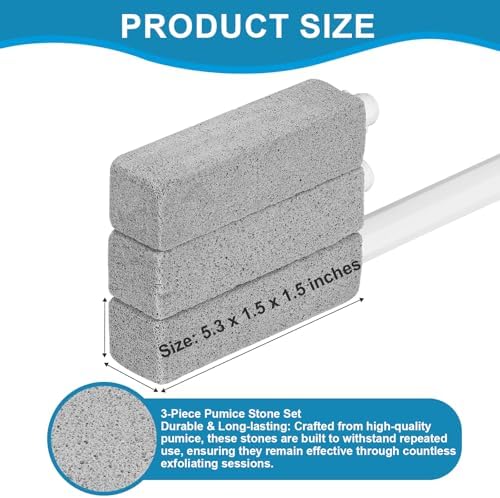 Herda 3 Pack Pumice Stones with Extra Long Handle