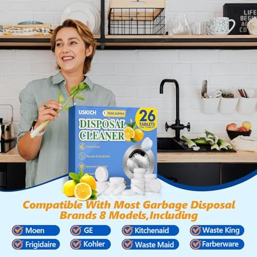 USKICH Garbage Disposal Cleaner Tablets 26Pack Fresh Lemon Scent