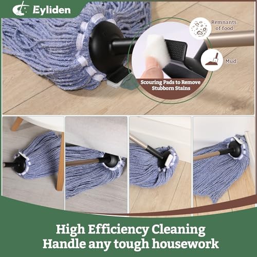 Eyliden String Mop with 2 Reusable Heads and 4 Scouring Pads 1
