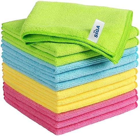 MRSIGA Microfiber Cleaning Cloth Pack of 12 126x126 Inch