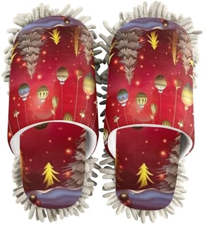 FLildon Microfiber Mop Slippers with Christmas Ball Design