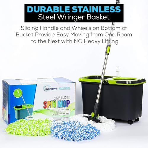 Simpli-Magic 79117 Spin Mop Kit with Refills BlackGreen 1