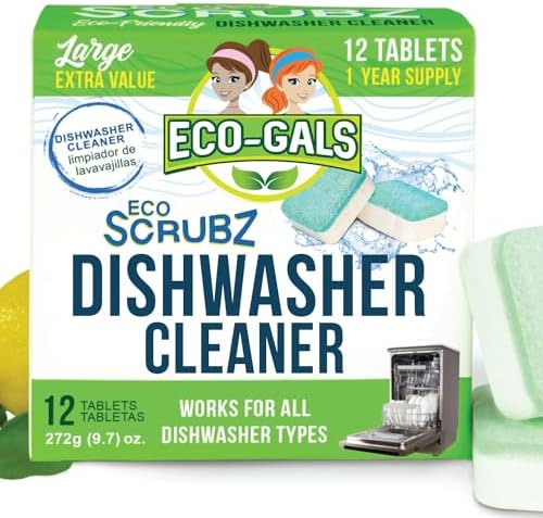 ECO-GALS Dishwasher Cleaner 12 Tablets 12 Month Supply Unscented