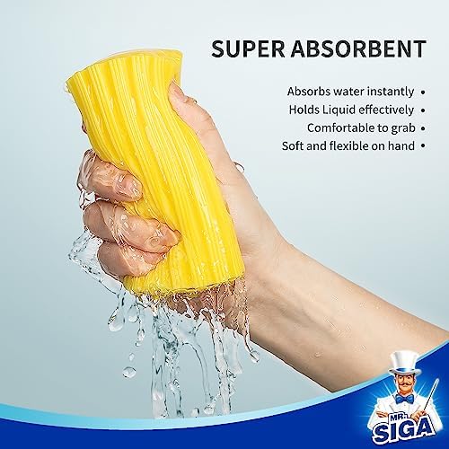 MRSIGA Sponge Duster 4 Pack with Ridged Design Reusable Yellow