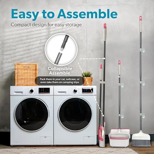 BLACKDECKER Butler Broom Dustpan Set - WhitePink