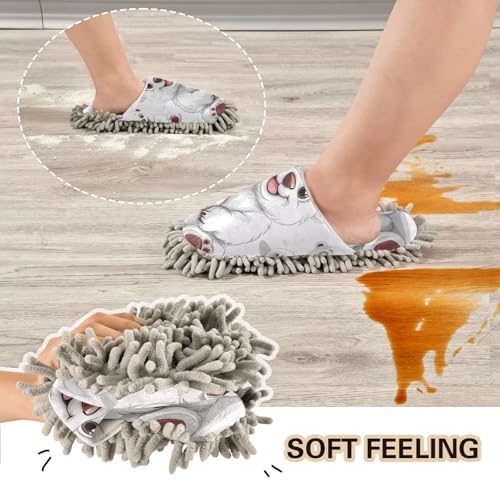 FLildon Microfiber Mop Slippers Happy Polar Bear Washable Dust Cleaner