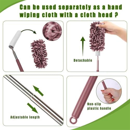 4Pcs Reusable Microfiber Dusters with Extension Handle