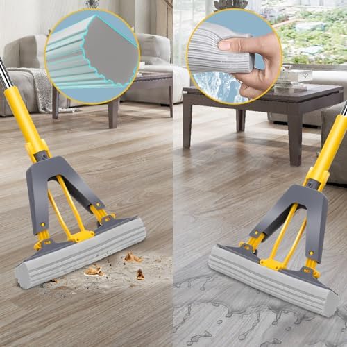 Nolopau Sponge Mop with Self-Squeeze Handle