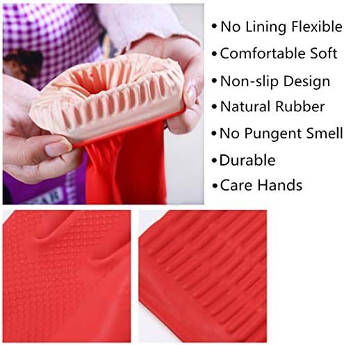 YSLON Rubber Gloves 2-Pairs Cleaning Cloth 2-Pack Waterproof Reusable Medium