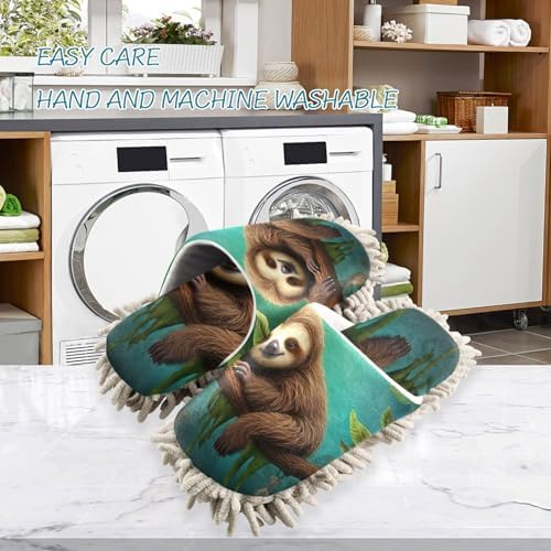 FLildon Microfiber Mop Slippers Tree Sloth Washable Floor Cleaner