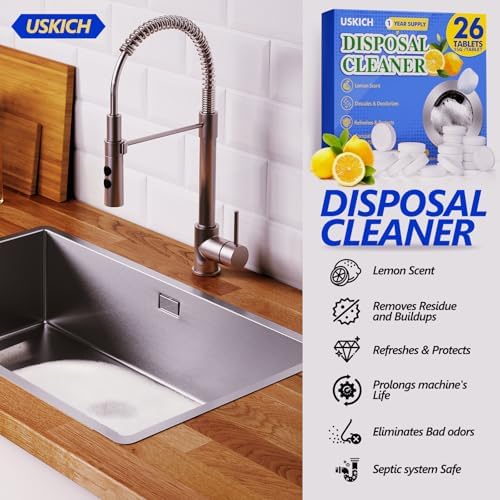 USKICH Garbage Disposal Cleaner Tablets 26Pack Fresh Lemon Scent