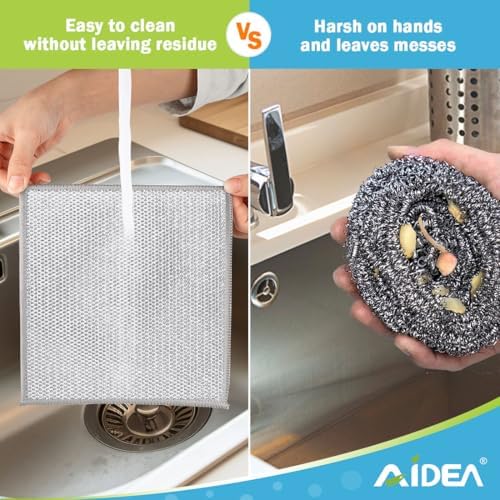 AIDEA Non Scratch Wire Dishcloth 24PK - Reusable Strong Scratch-Free