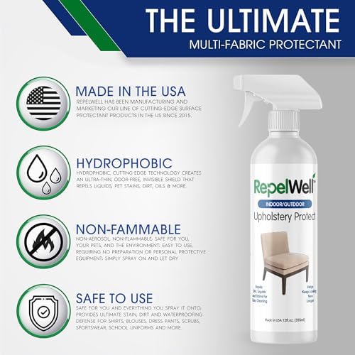 RepelWell Upholstery Protect Stain Water Repellent Spray 12oz