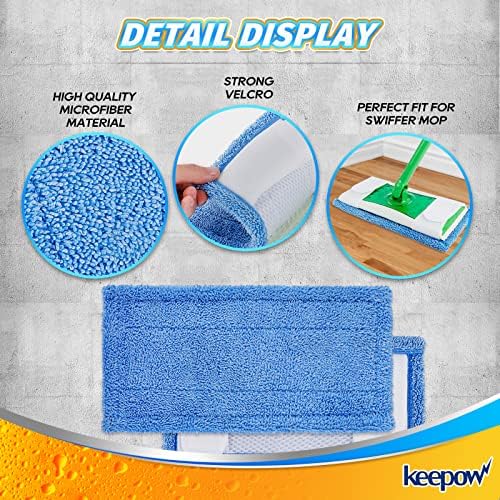 KEEPOW Microfiber Mop Pads 6 Pack Reusable Machine Washable
