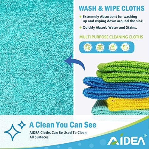 AIDEA Microfiber Cleaning Cloth 100PK - 12x12 Inch Soft Reusable Versatile