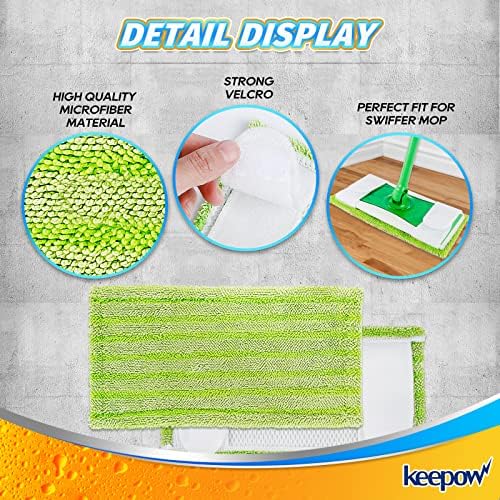 KEEPOW Reusable Mop Pads for Swiffer - 4 Pack